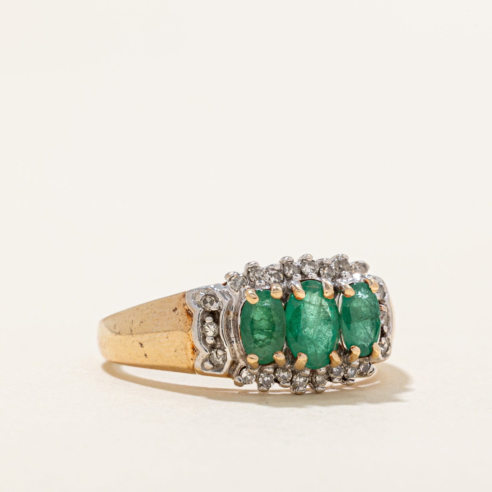 Emerald & Diamond Ring | 0.75ctw, 0.12ctw | SZ 8