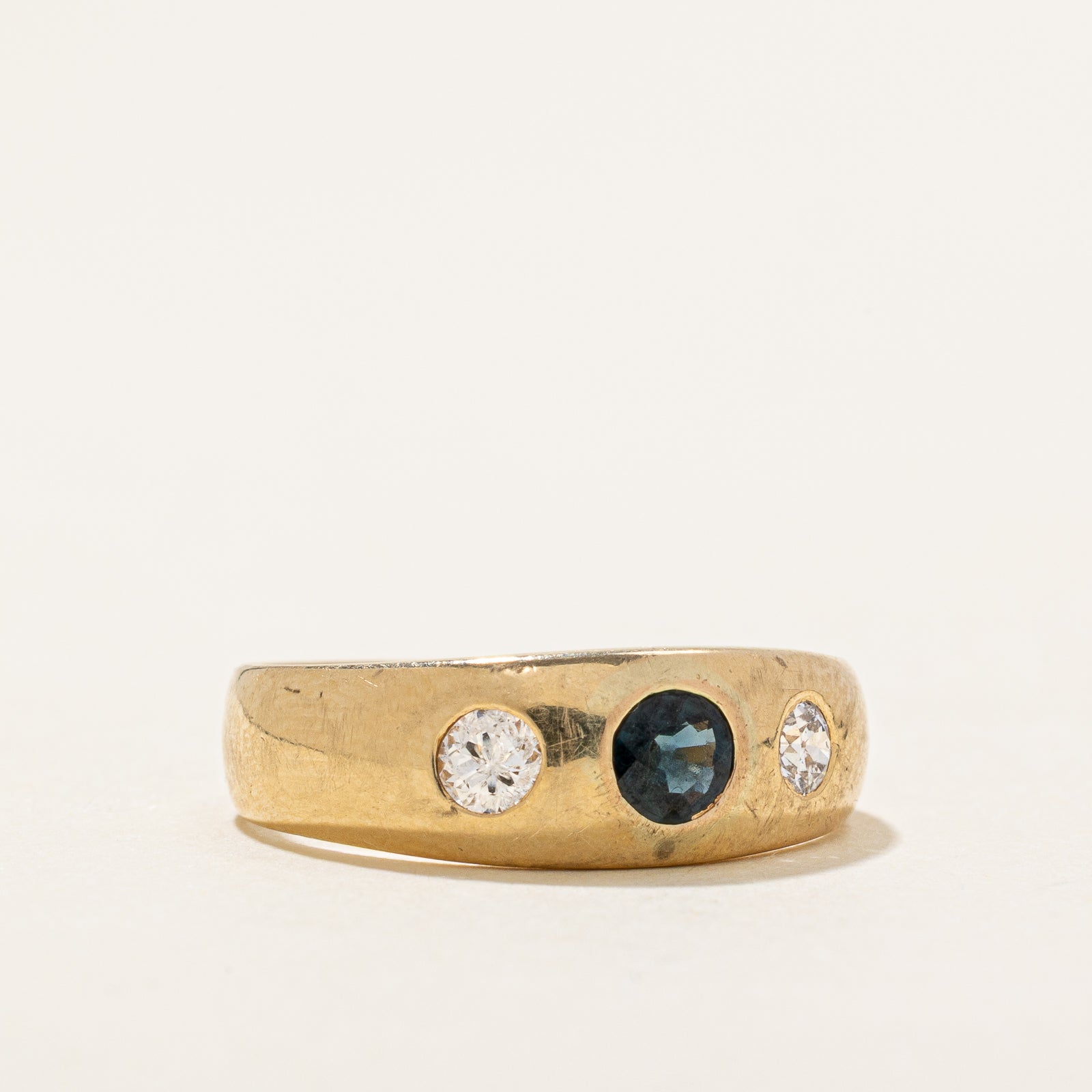 Flush Set Sapphire & Old European Diamond Band | 0.27ct | 0.18ctw | SZ 5.5
