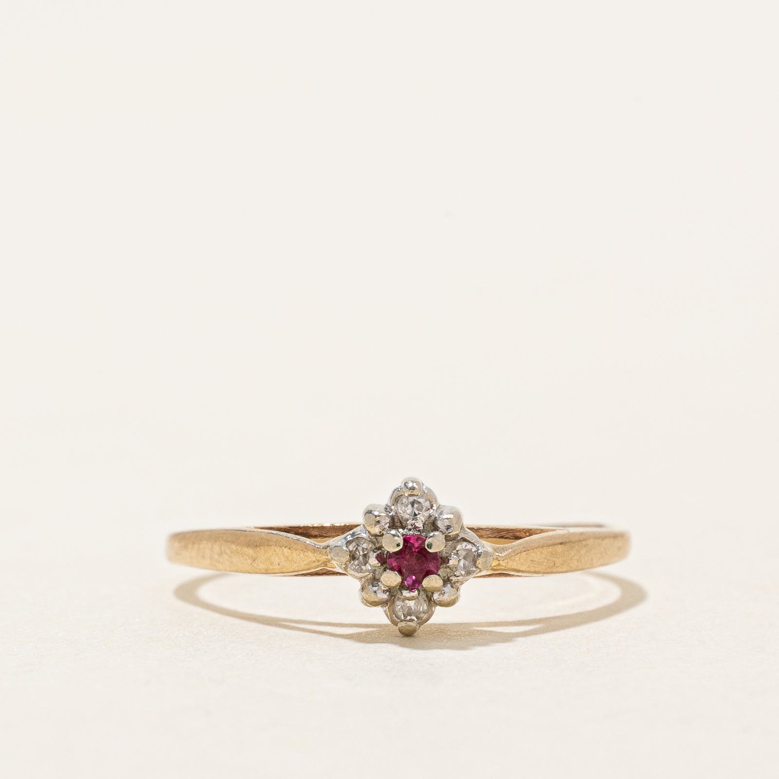 Ruby & Diamond Cluster Petite Ring | 0.04ct, 0.02ctw | SZ 4
