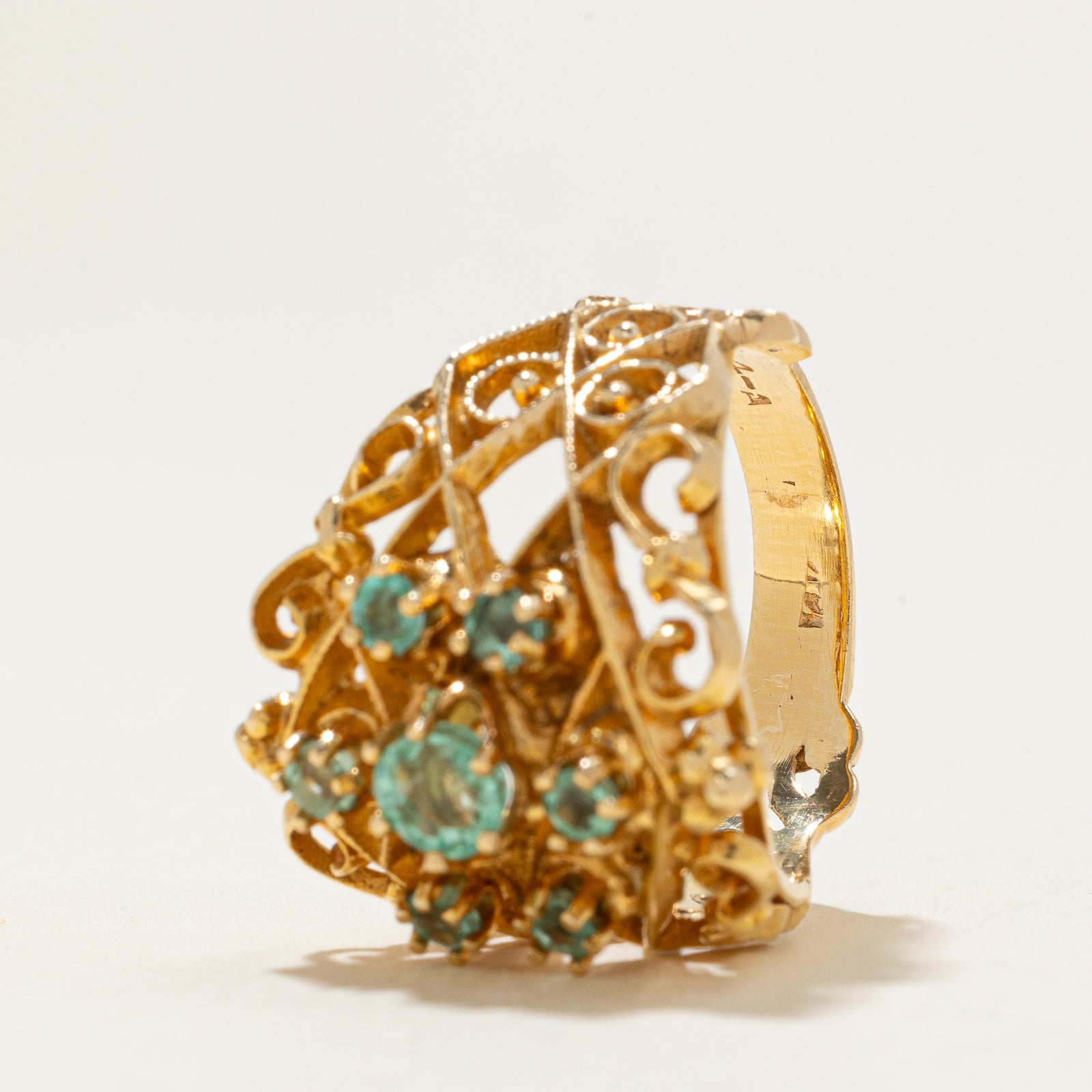 Emerald Ornate Cocktail Ring | 0.50ctw | SZ 6.25