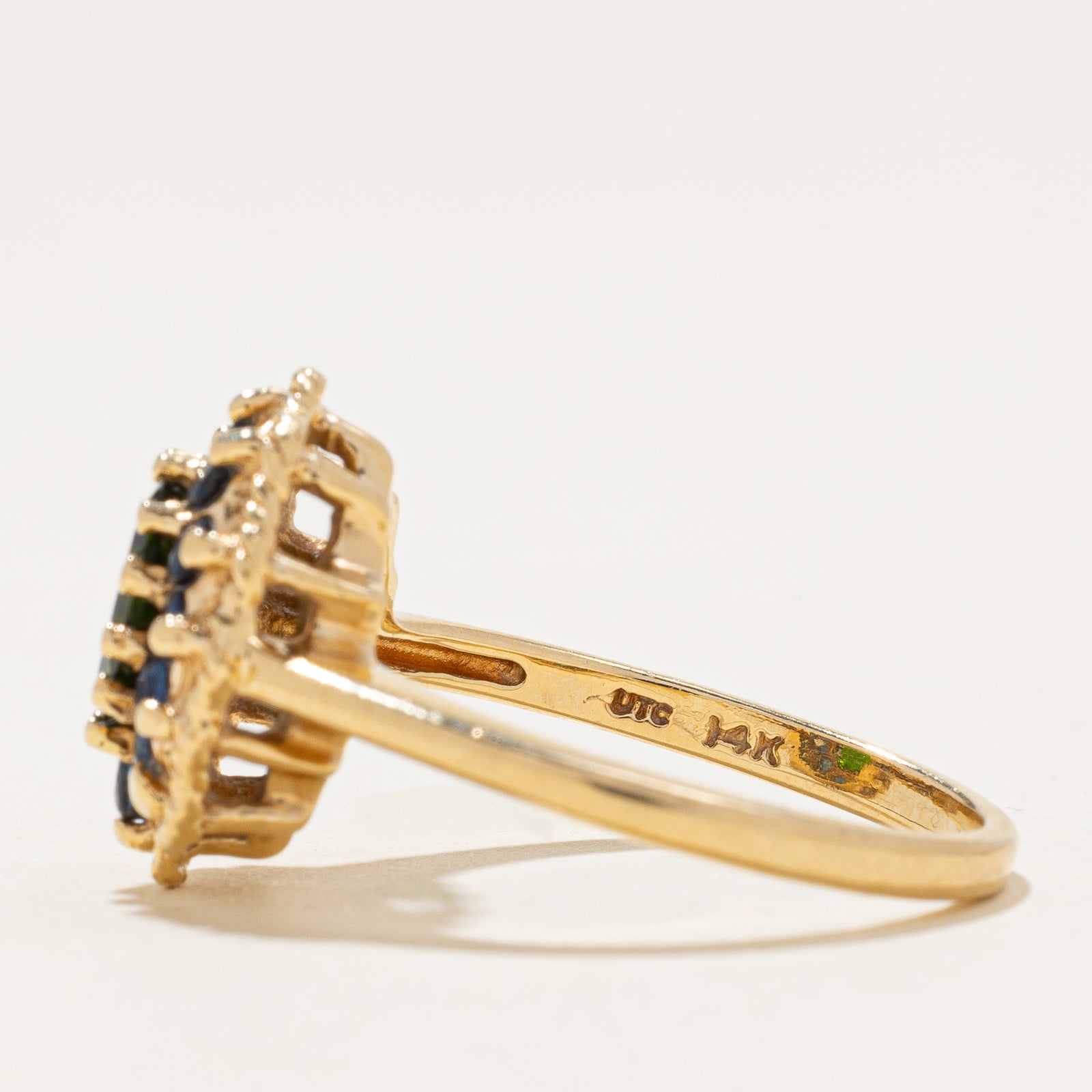 Chrome Diopside & Sapphire Halo Ring | 1.35ctw | SZ 7