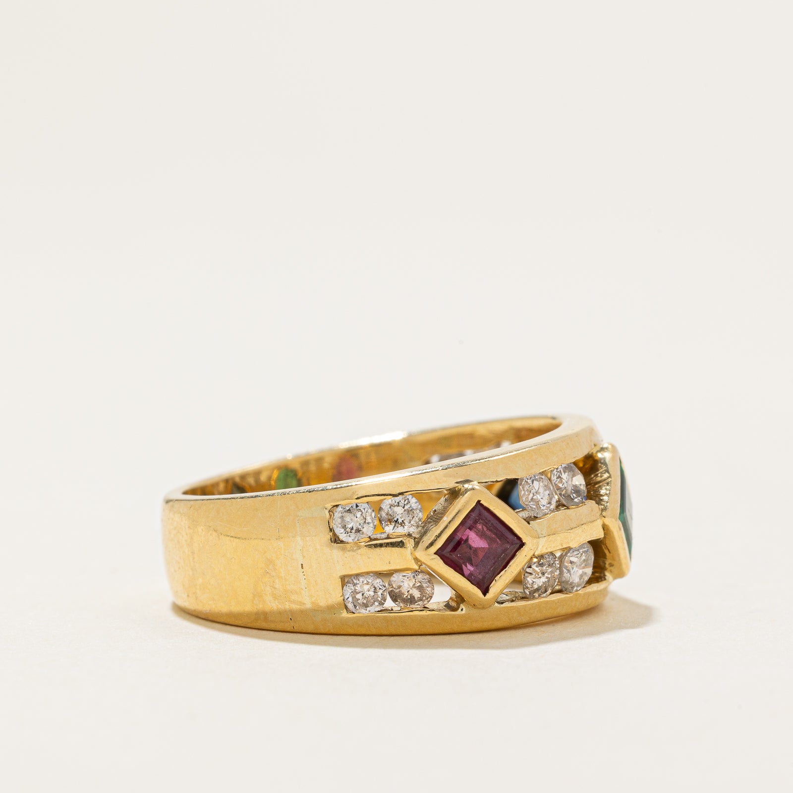 Multi Gemstone & Diamond Ring | 0.75ctw, 0.80ctw | SZ 8