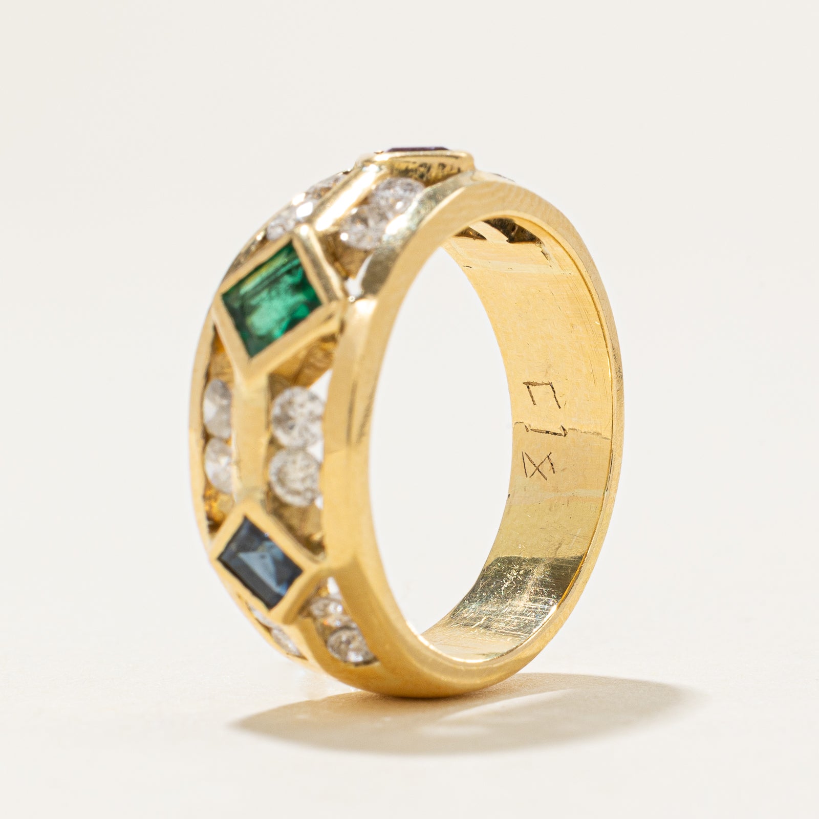 Multi Gemstone & Diamond Ring | 0.75ctw, 0.80ctw | SZ 8