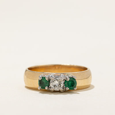 Three Stone Synthetic Spinel & Diamond Ring | 0.24ctw, 0.30ct | SZ 7.75