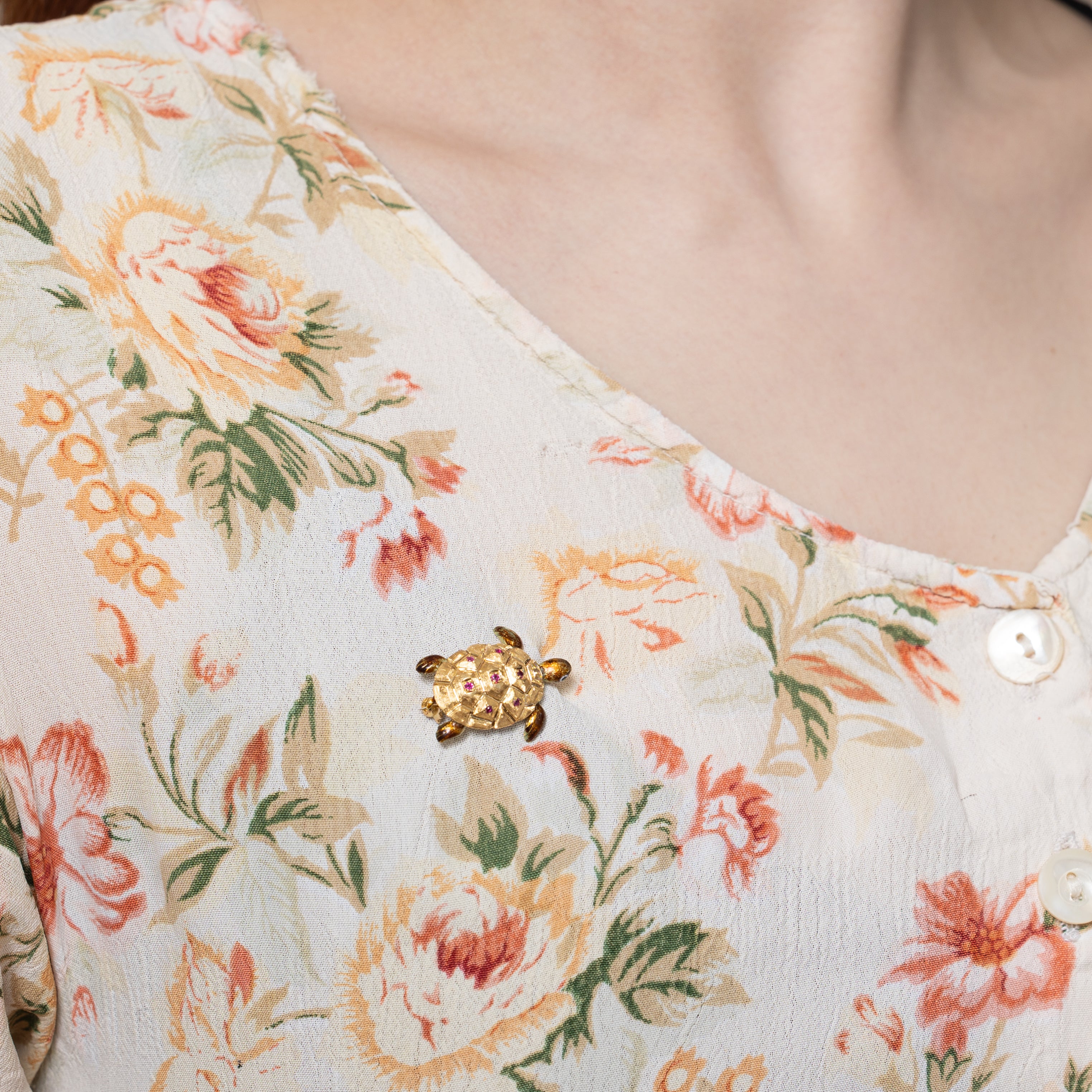 Ruby Turtle Brooch | 0.10ctw