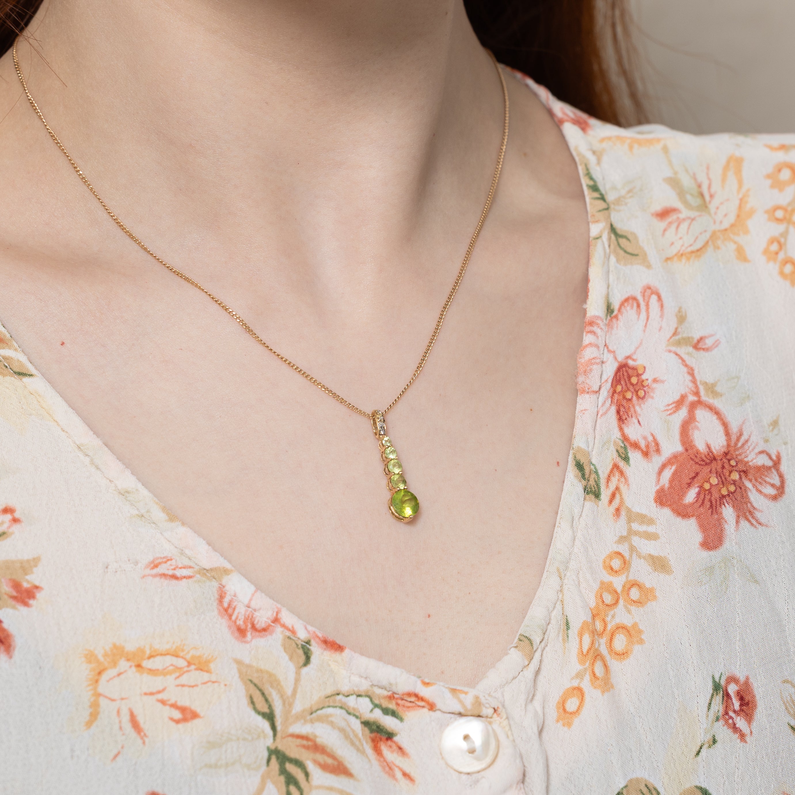 Peridot & Diamond Journey Pendant | 1.60ctw, 0.02ctw