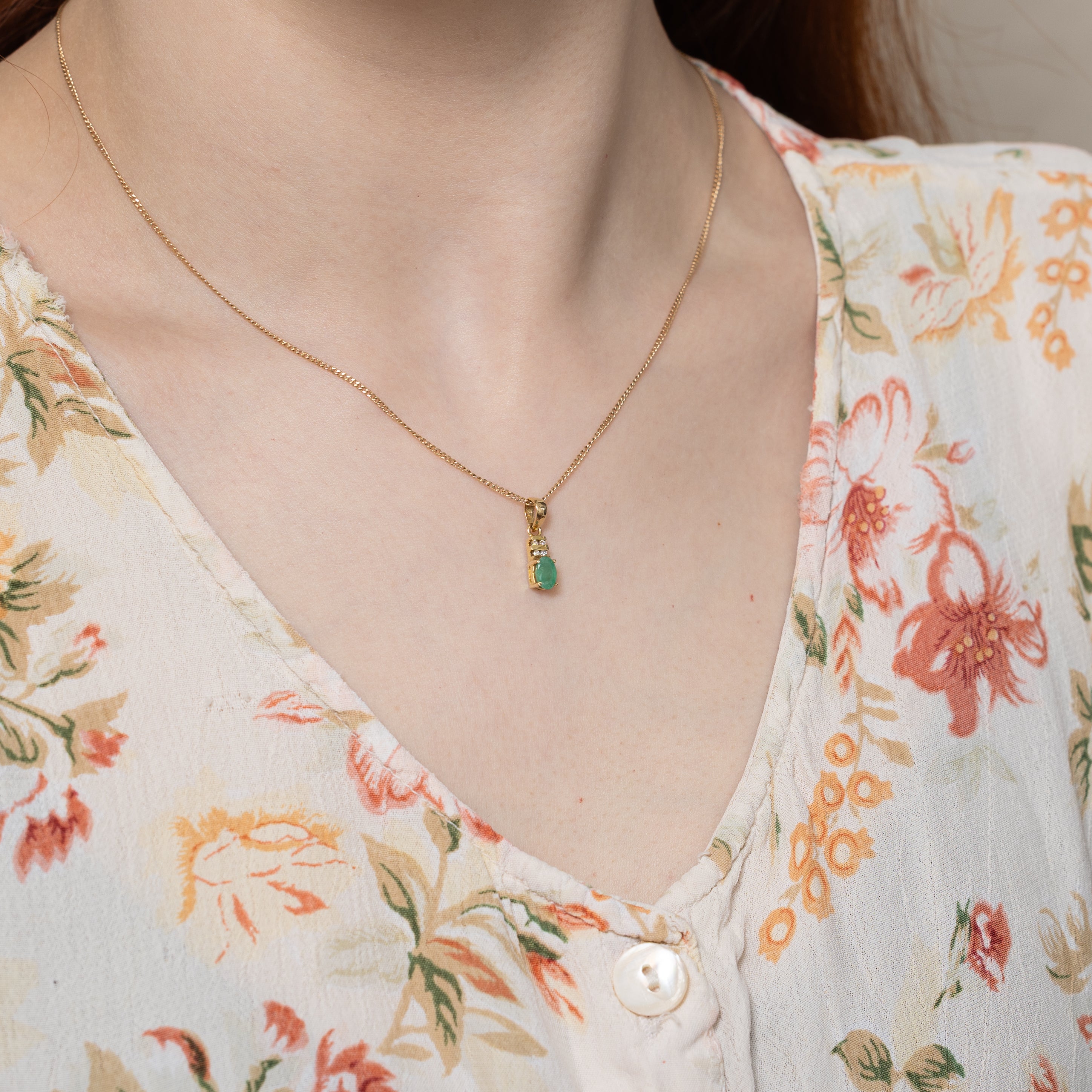 Emerald & Diamond Pendant | 0.44ct, 0.04ctw