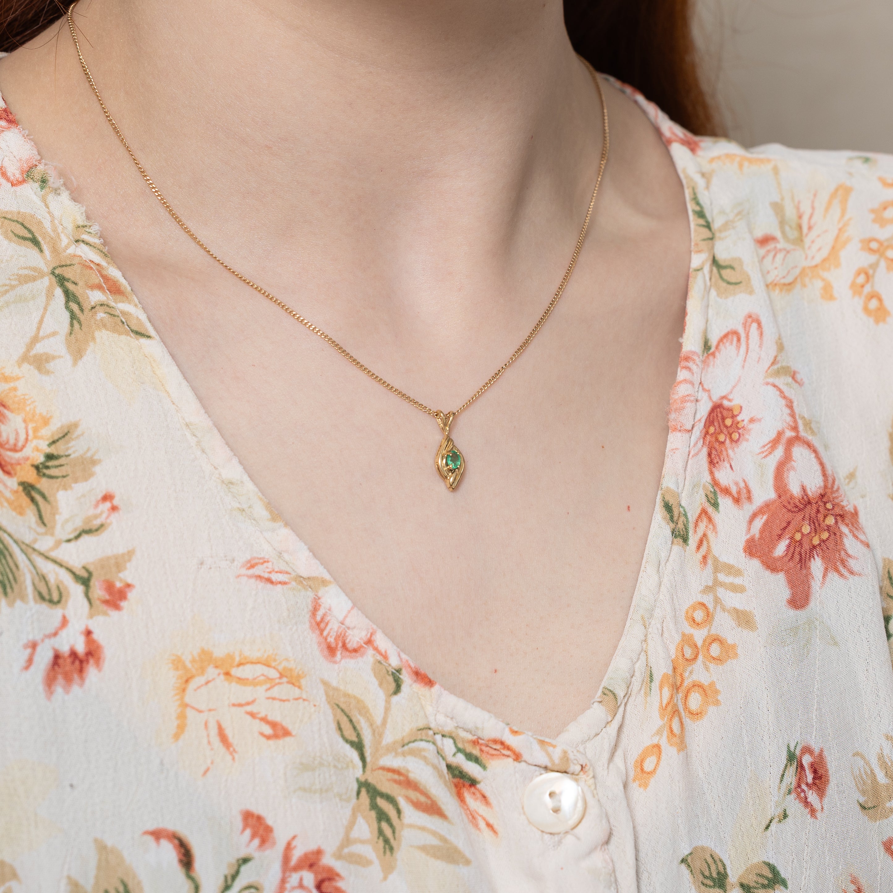 Solitaire Emerald Marquise Shaped Pendant | 0.12ct