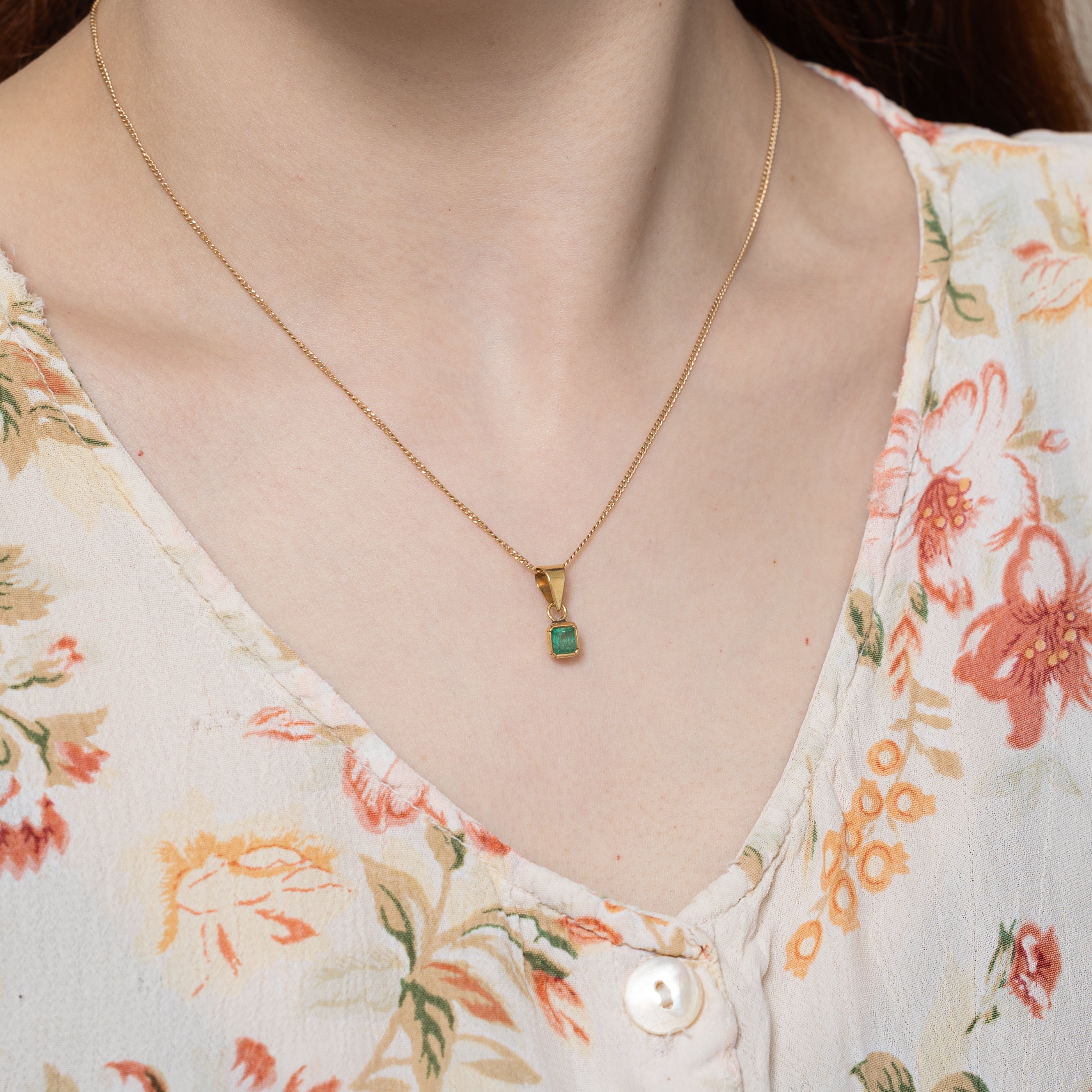 Bezel Set Emerald Pendant | 0.60ct