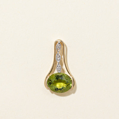 Green Paste & Diamond Drop Pendant | 3.20ct, 0.02ctw