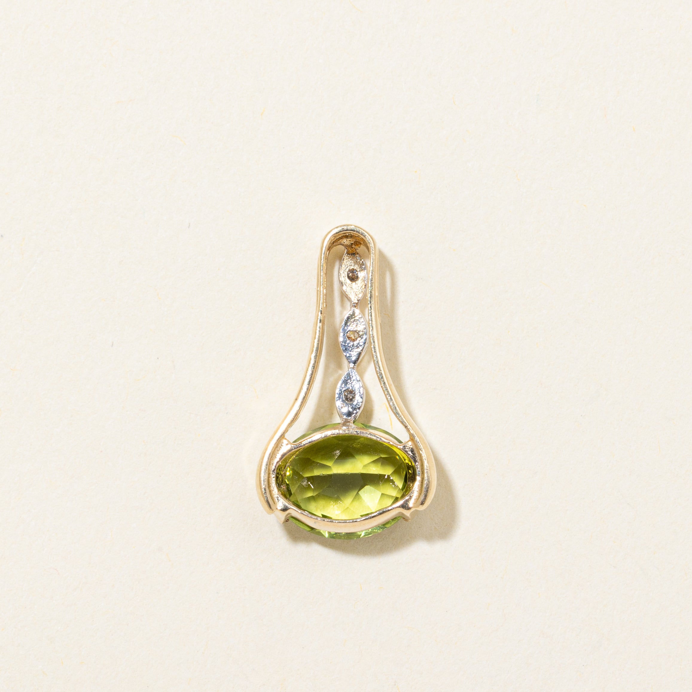 Green Paste & Diamond Drop Pendant | 3.20ct, 0.02ctw