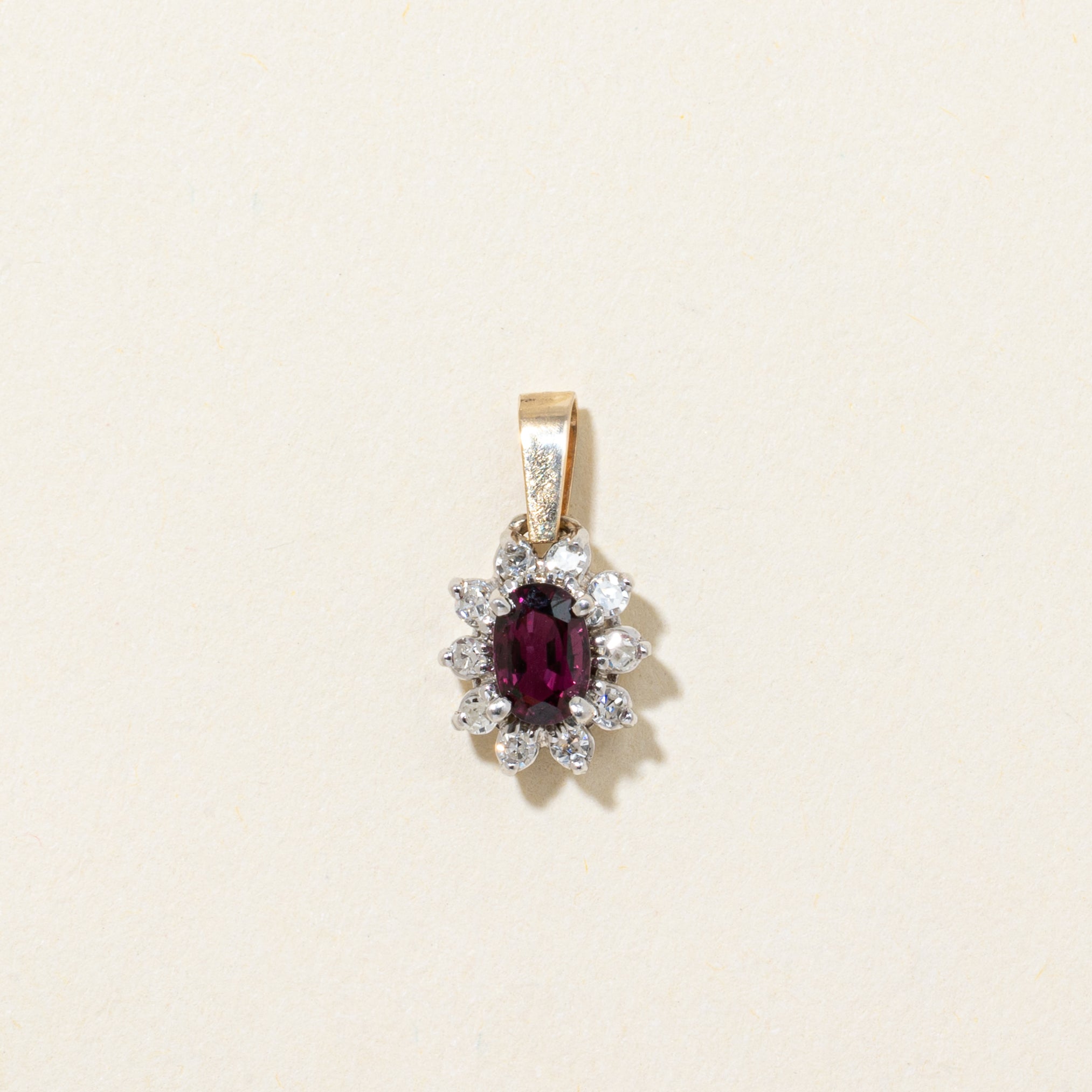 Oval Cut Ruby & Diamond Petal Pendant | 0.65ct | 0.12ctw