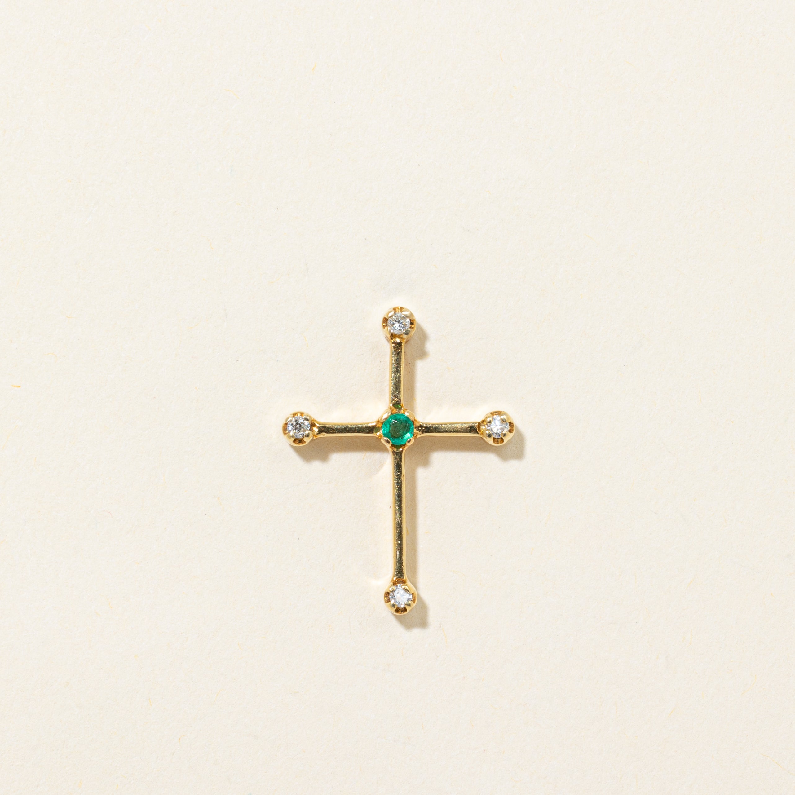 Diamond & Emerald Cross Pendant | 0.08ctw | 0.05ct
