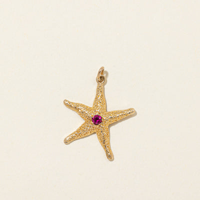 Synthetic Ruby Starfish Pendant | 0.10ct