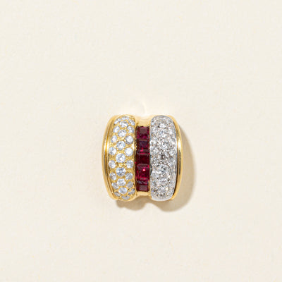 Diamond & Ruby Column Pendant | 0.50ctw, 0.40ctw