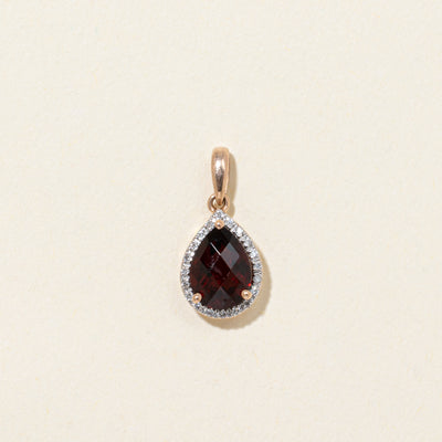 Pear Cut Garnet & Diamond Halo Pendant | 1.25ct | 0.07ctw