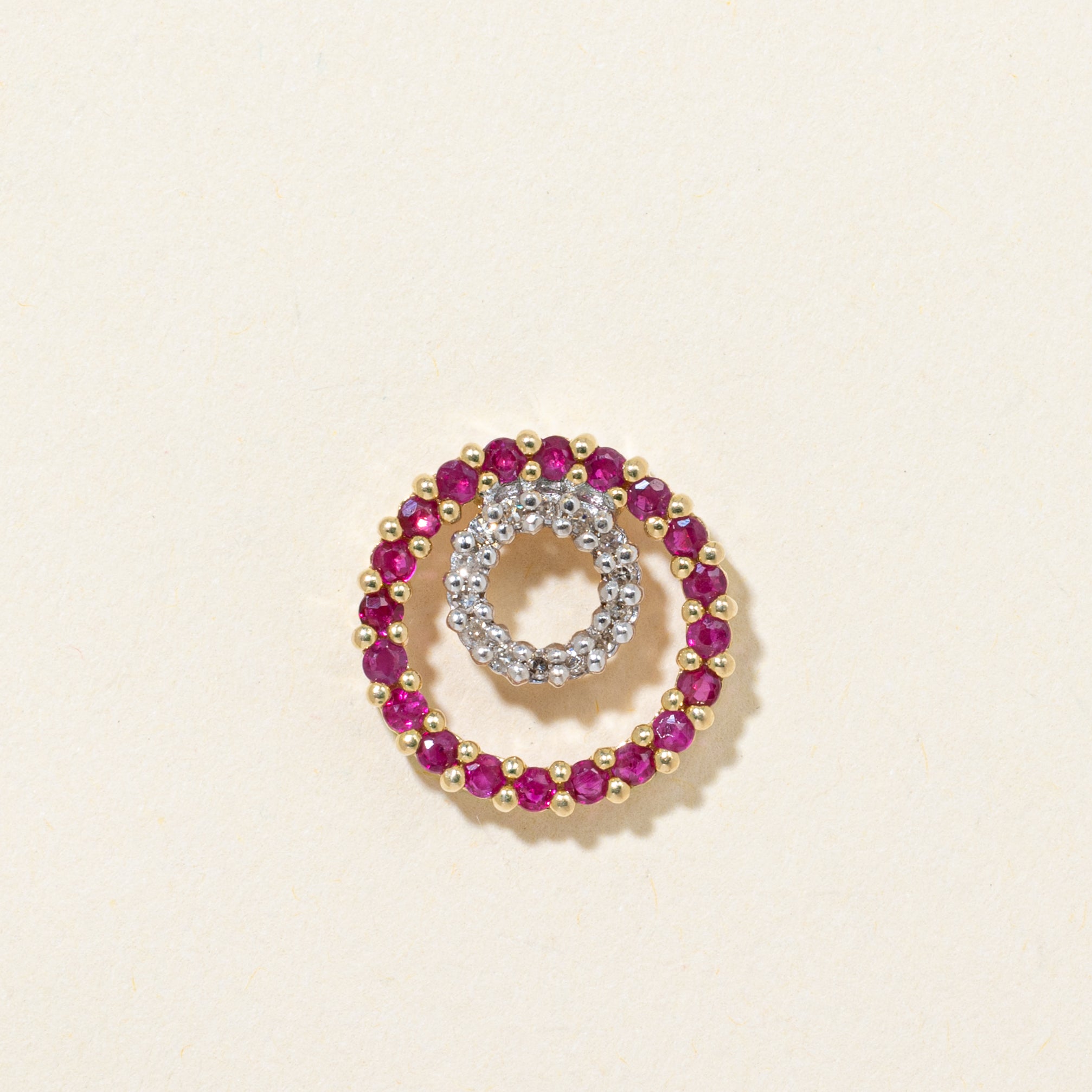 Ruby & Diamond Circle Pendant | 0.60ctw, 0.08ctw