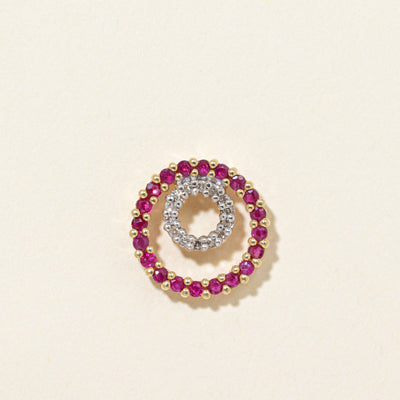 Ruby & Diamond Circle Pendant | 0.60ctw, 0.08ctw