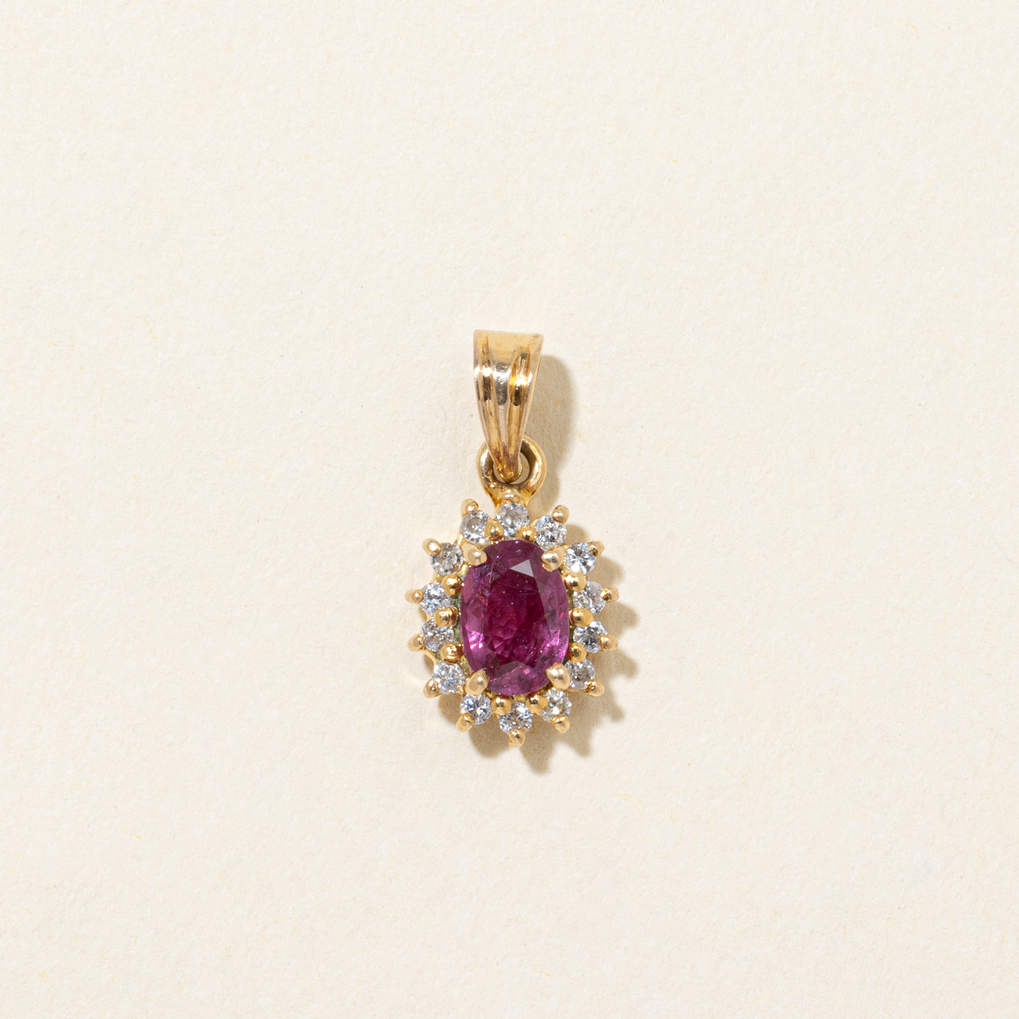 Ruby & Diamond Petal Pendant | 0.50ct | 0.12ctw