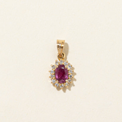 Ruby & Diamond Petal Pendant | 0.50ct | 0.12ctw