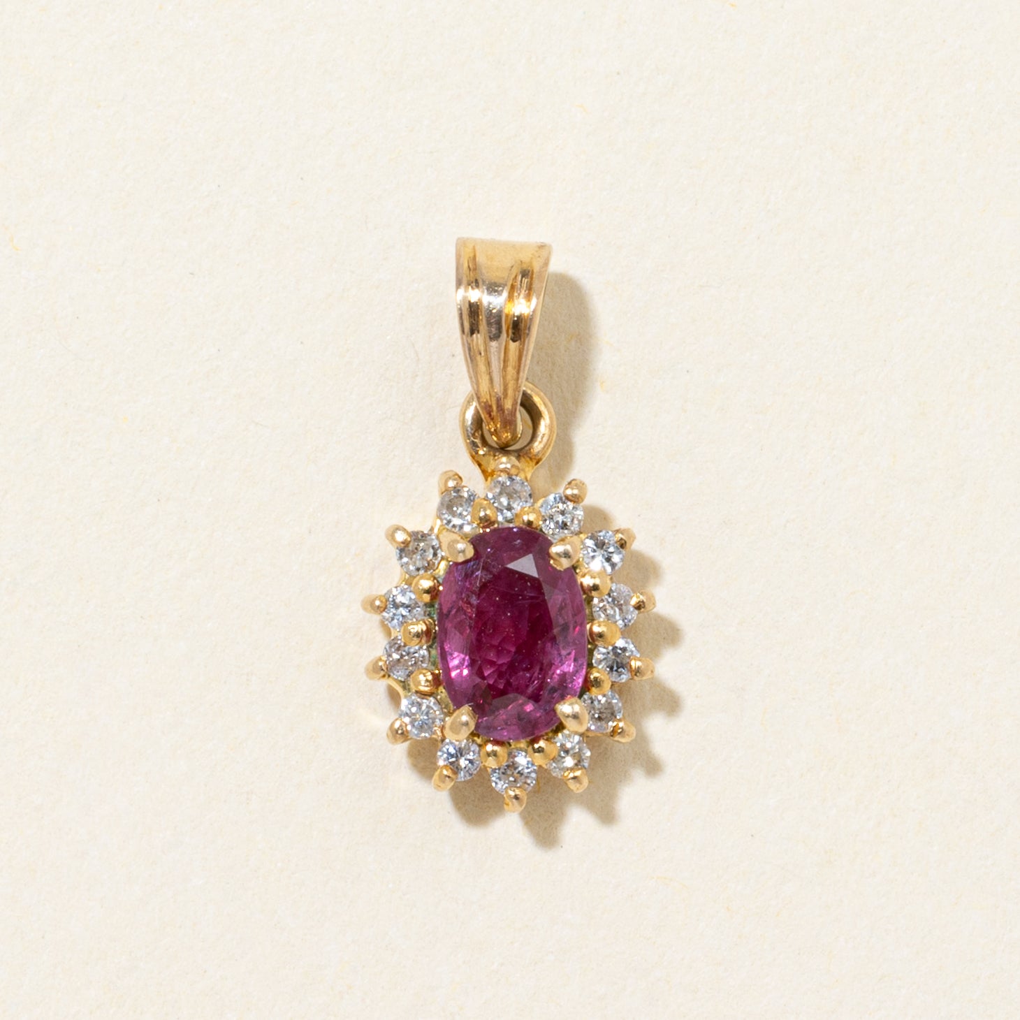 Ruby & Diamond Petal Pendant | 0.50ct | 0.12ctw