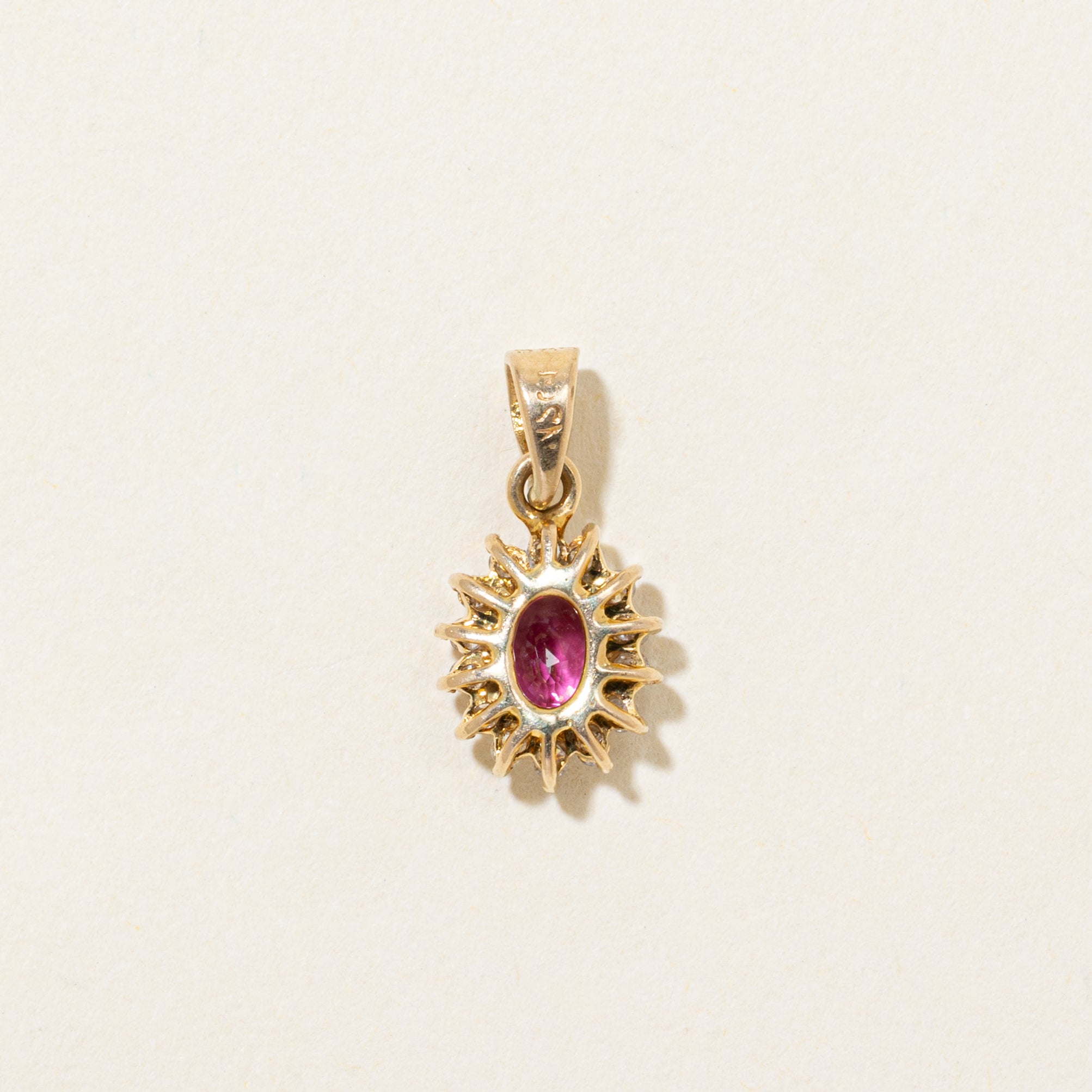 Ruby & Diamond Petal Pendant | 0.50ct | 0.12ctw