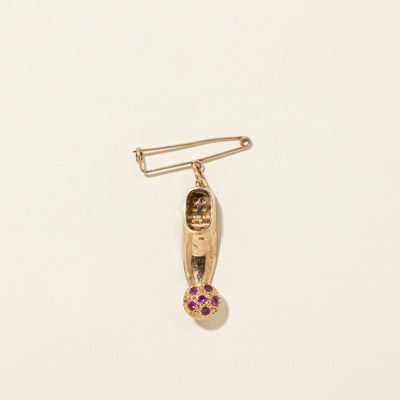 Synthetic Ruby Elf Shoe Brooch | 0.25ctw