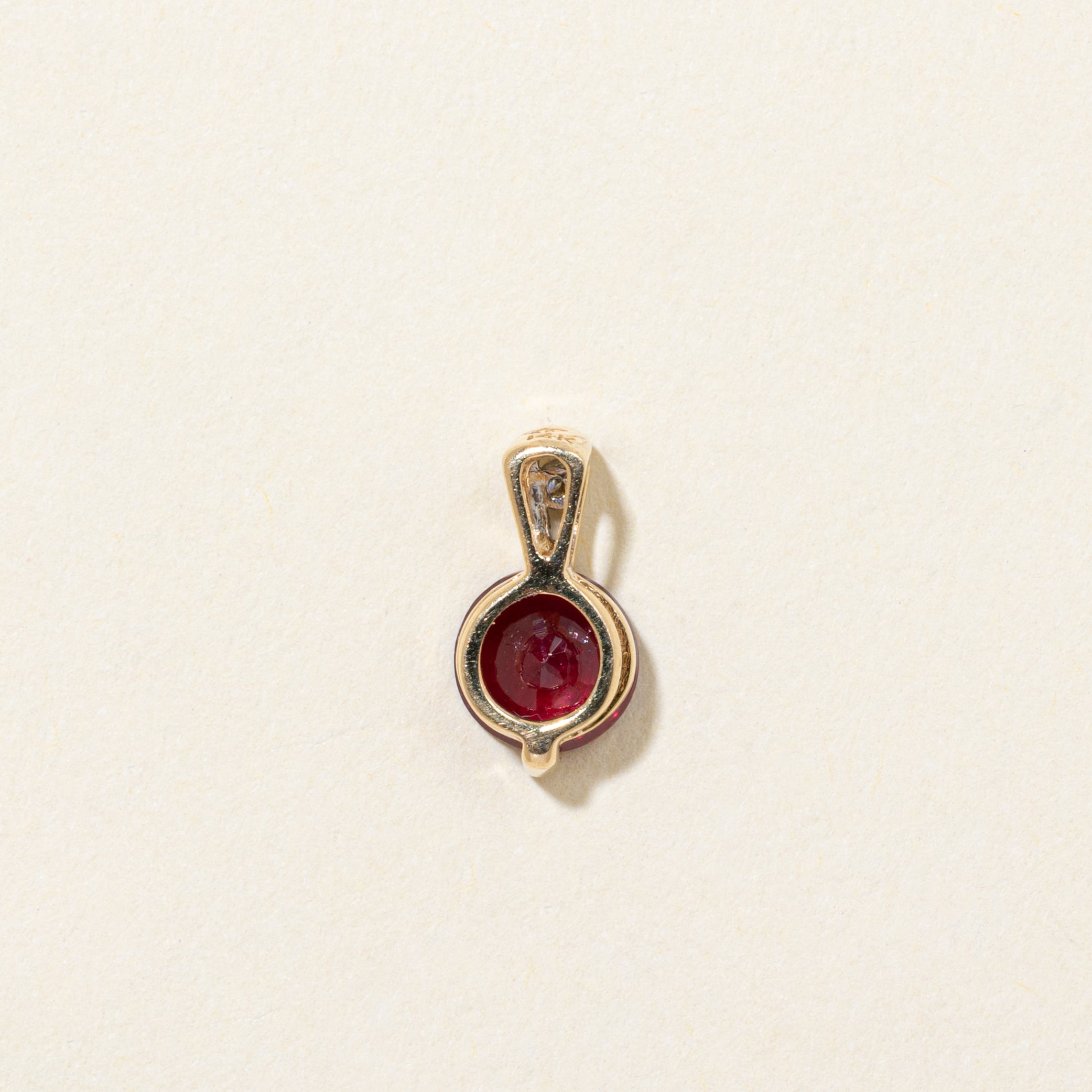 Round Cut Ruby & Diamond Pendant | 1.00ct, 0.01ct
