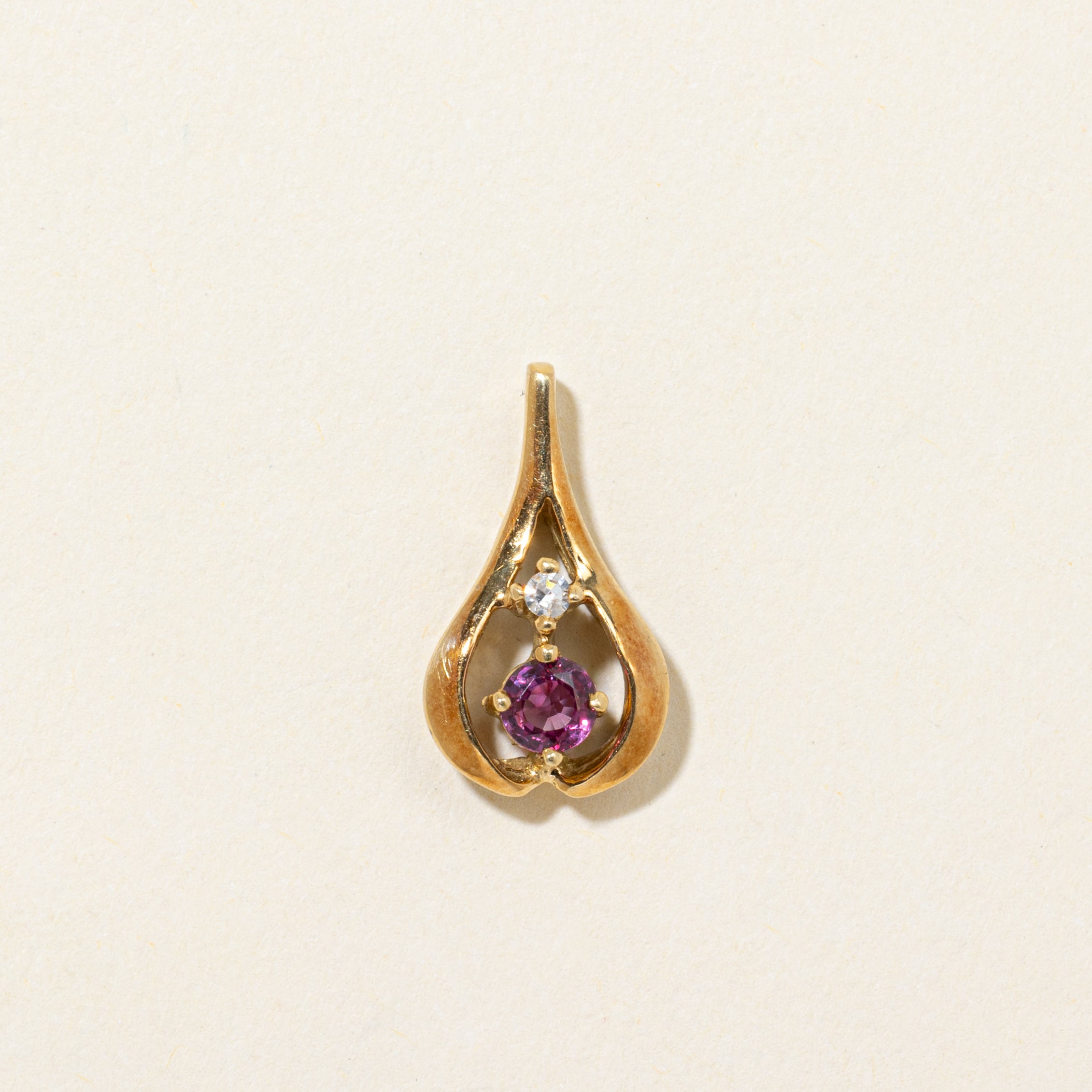 Ruby & Diamond Pear Shaped Pendant | 0.30ct, 0.02ct