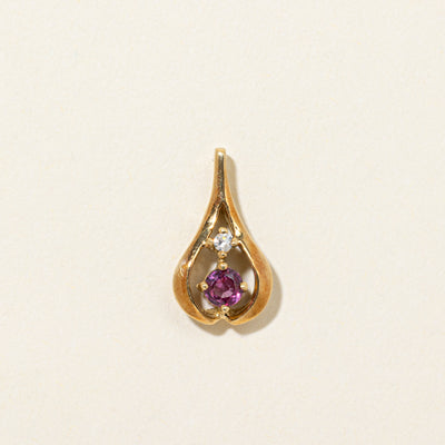 Ruby & Diamond Pear Shaped Pendant | 0.30ct, 0.02ct