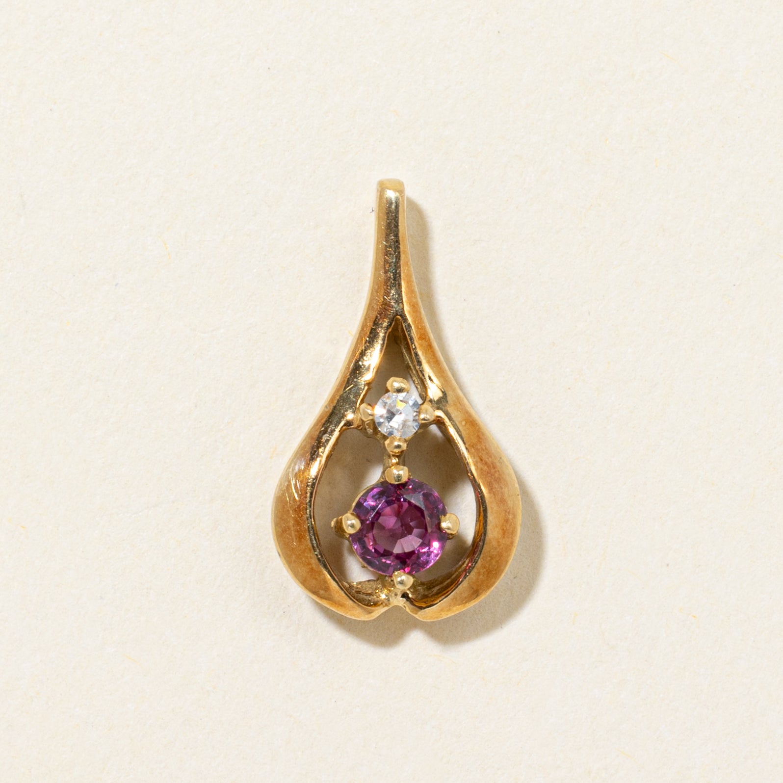 Ruby & Diamond Pear Shaped Pendant | 0.30ct, 0.02ct