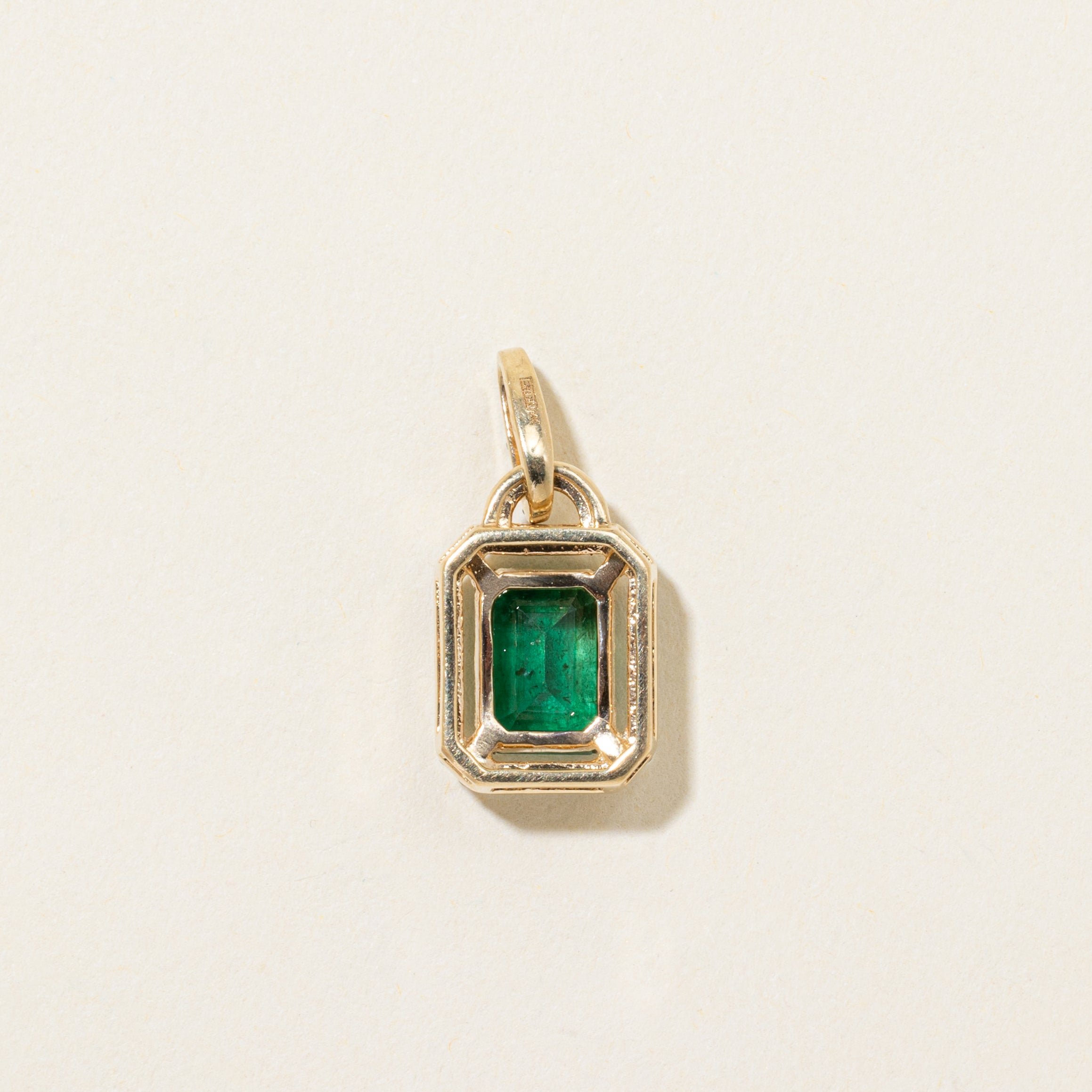 Emerald & Diamond Halo Pendant  | 1.45ct | 0.13ctw