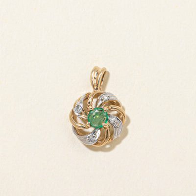 Emerald & Diamond Pinwheel Pendant | 0.15ct | 0.02ctw