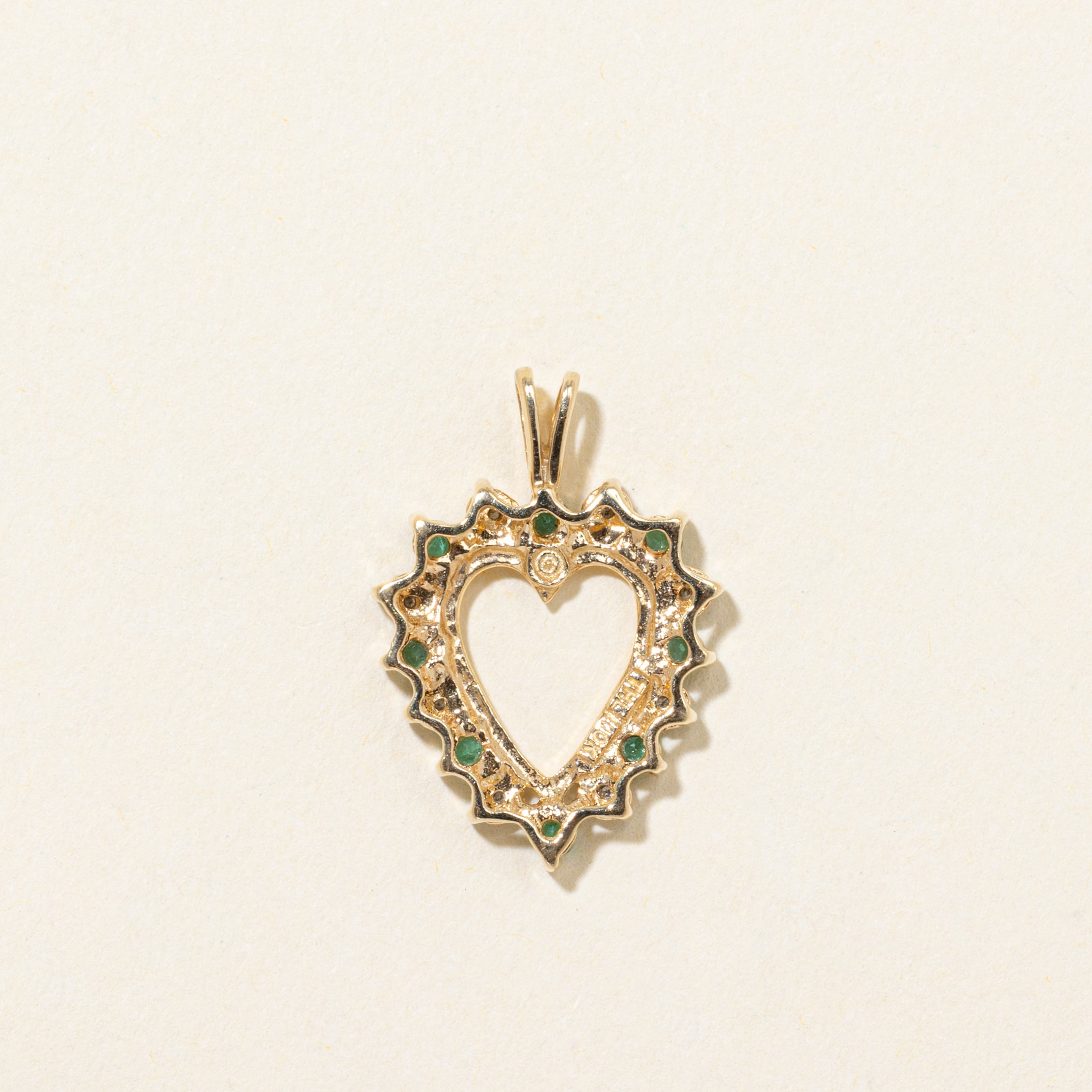 Emerald & Diamond Open Heart Pendant | 0.20ctw, 0.02ctw