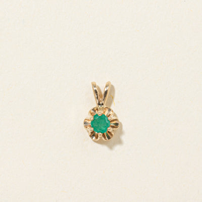 Belcher Set Round Emerald Pendant | 0.10ct