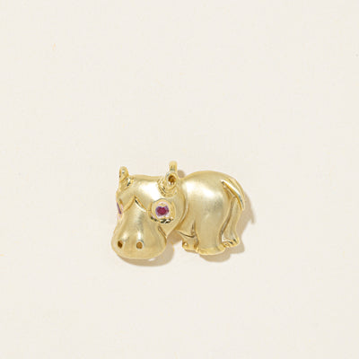Ruby Hippopotamus Brooch & Pendant | 0.08ctw