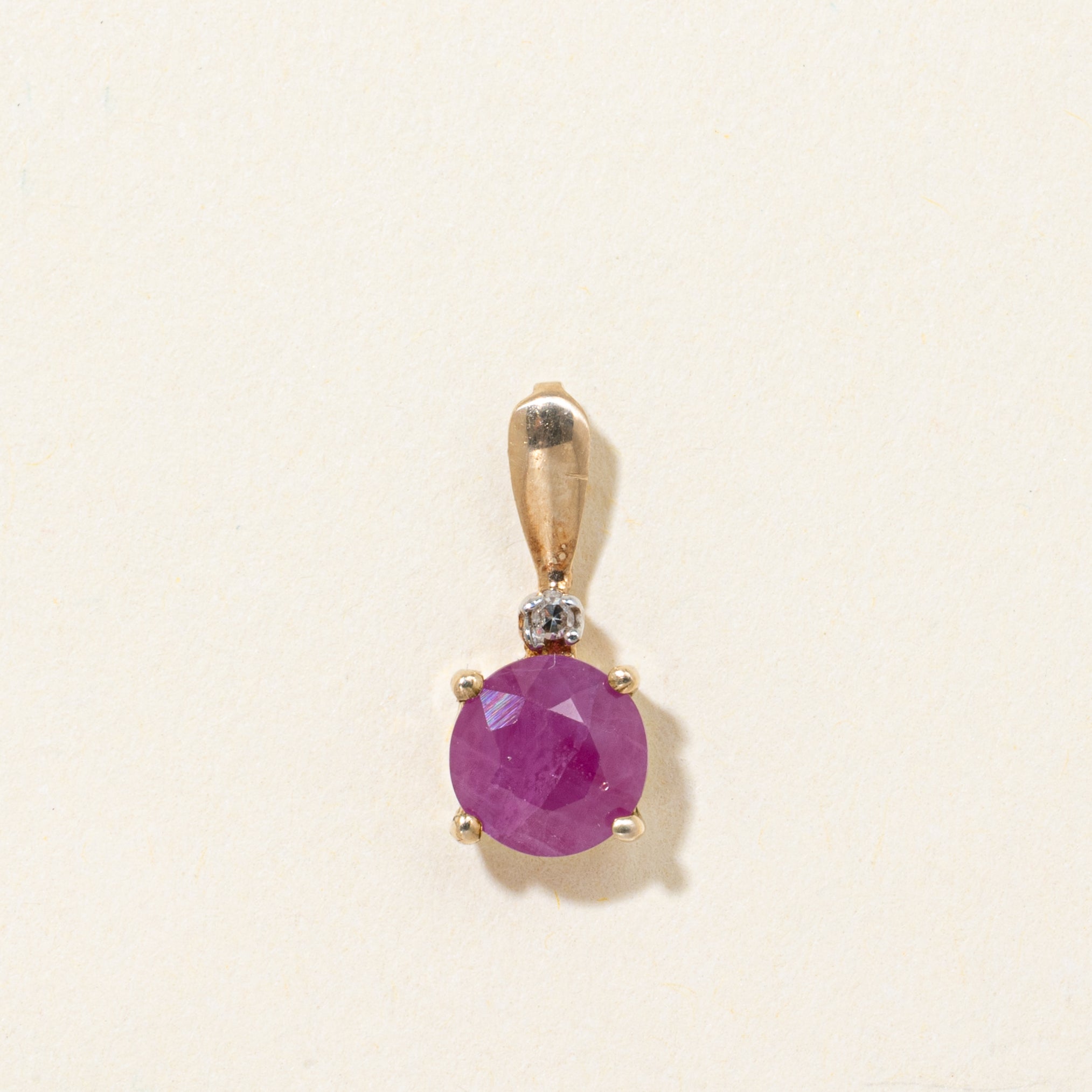 Round Cut Ruby & Diamond Pendant | 1.00ct, 0.01ctw
