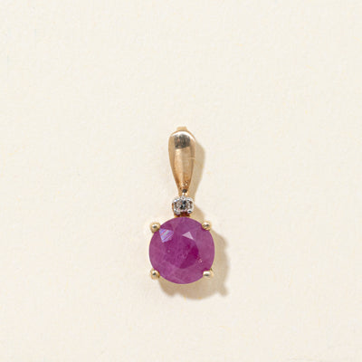 Round Cut Ruby & Diamond Pendant | 1.00ct, 0.01ctw