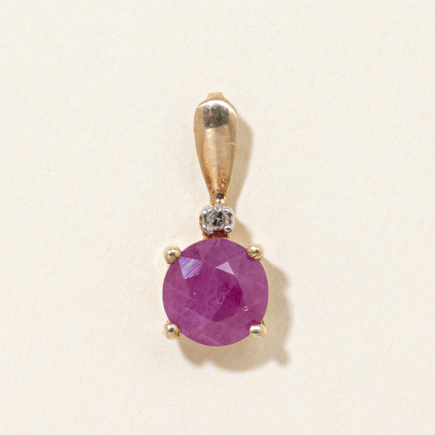 Round Cut Ruby & Diamond Pendant | 1.00ct, 0.01ctw