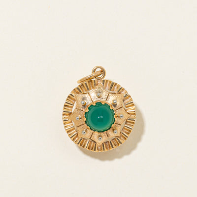 Green Onyx Textured Circle Pendant | 9.00ctw