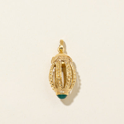 Green Onyx Hollow Egg Shaped Pendant | 0.84ct