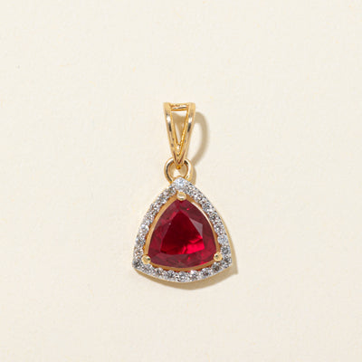Synthetic Ruby & Diamond Halo Pendant | 3.25ct, 0.31ctw