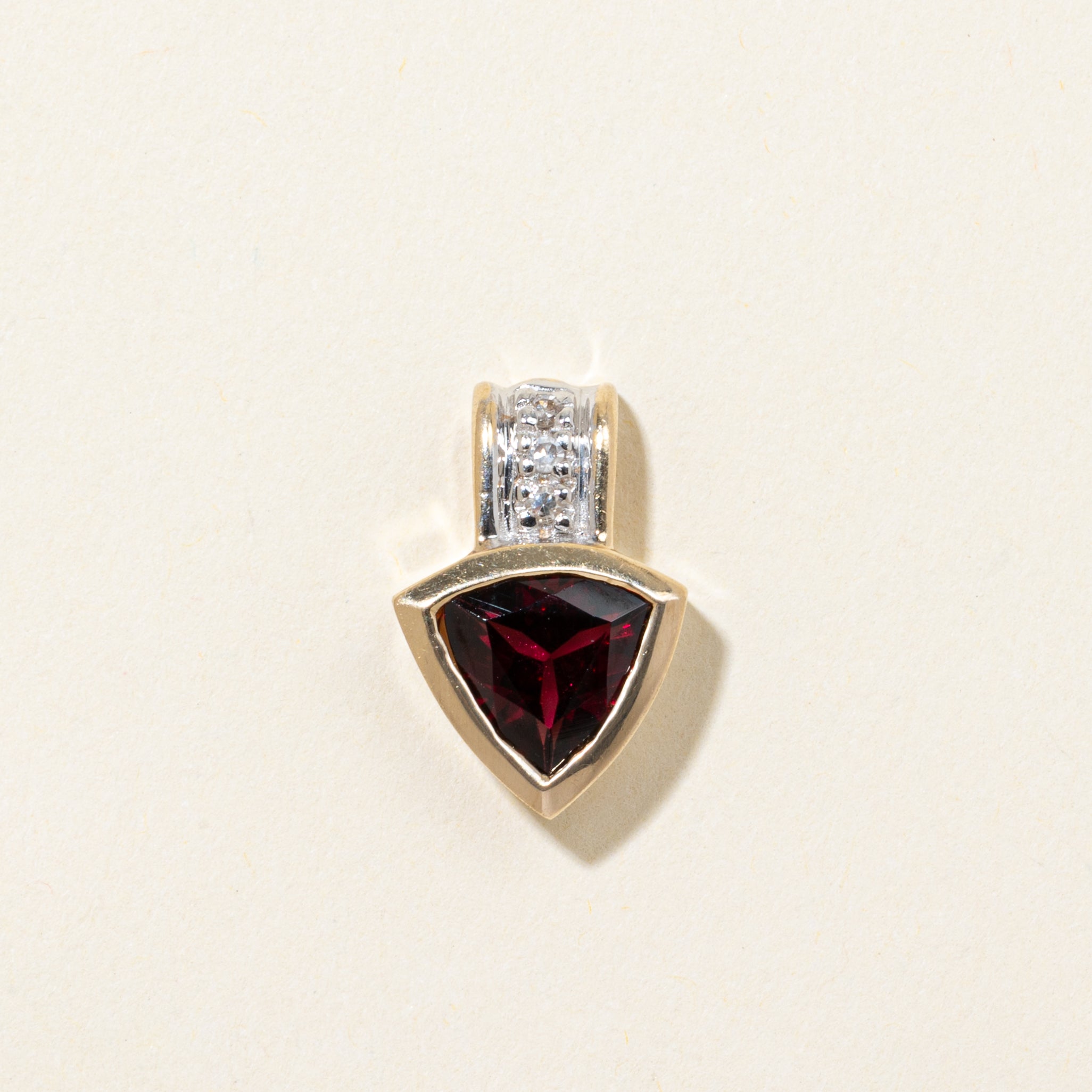 Trillion Cut Garnet & Diamond Pendant | 1.60ct, 0.04ctw