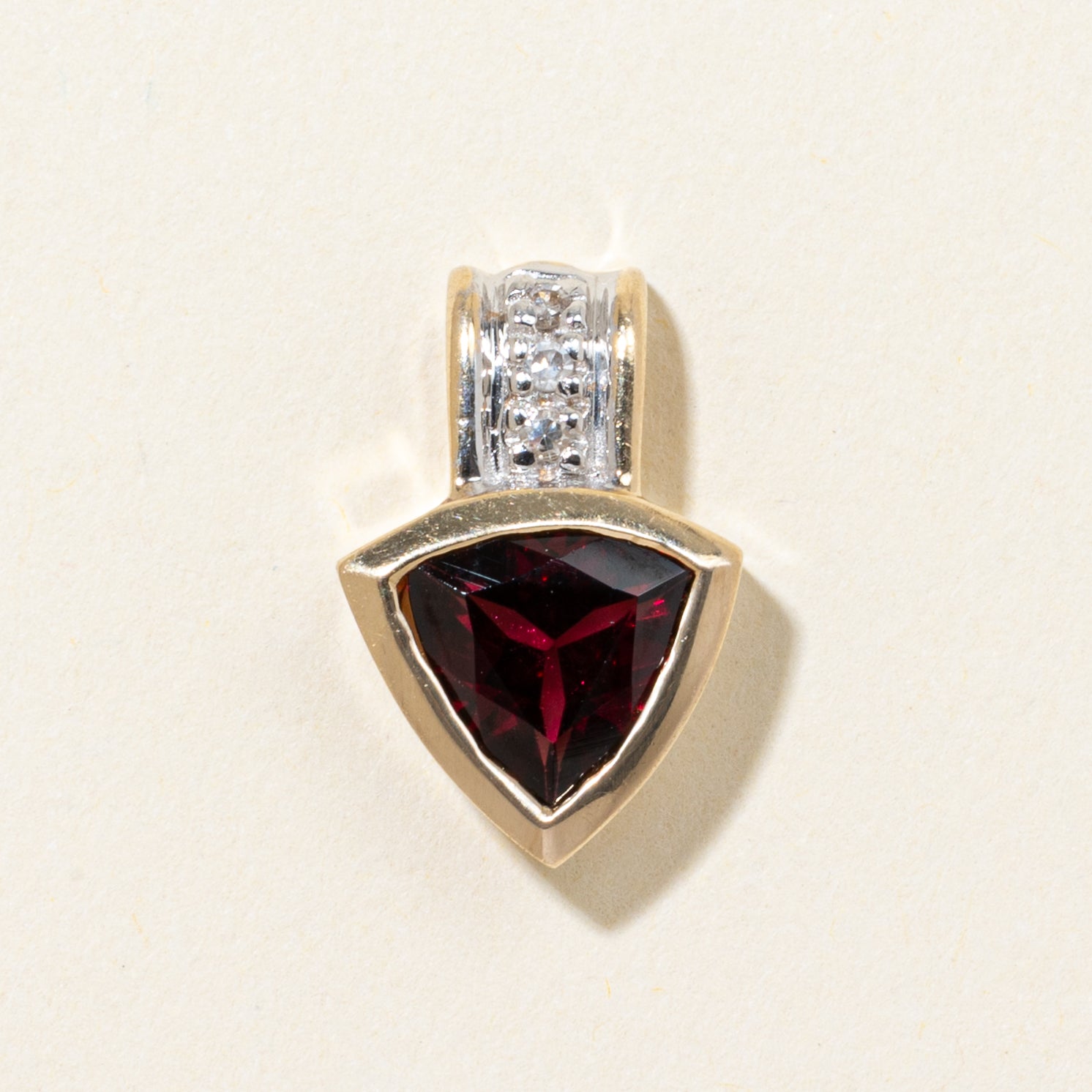 Trillion Cut Garnet & Diamond Pendant | 1.60ct, 0.04ctw