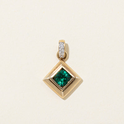 Synthetic Emerald & Diamond Pendant | 0.50ct, 0.03ctw