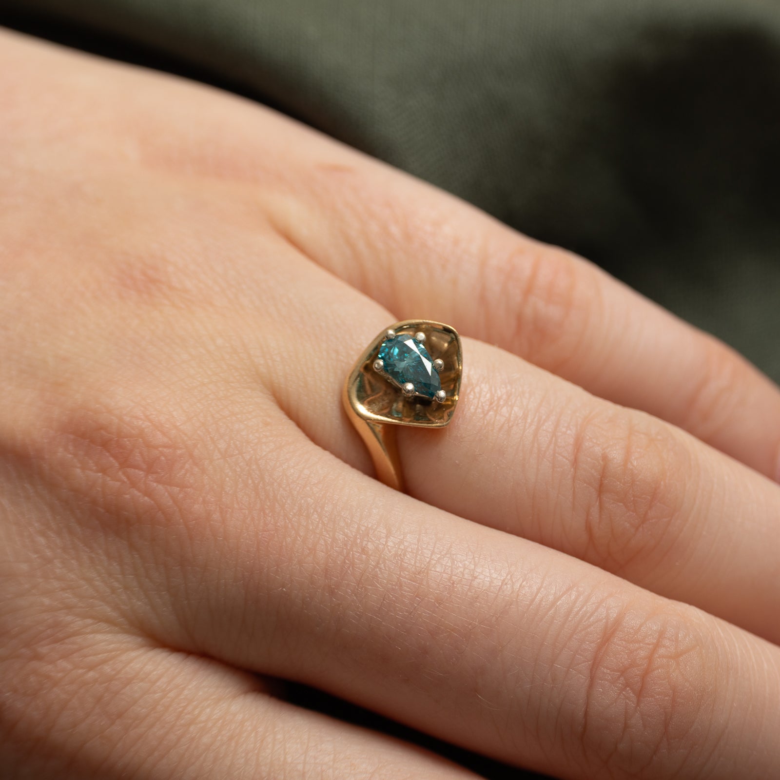Bague abstraite en diamant bleu | 0,50 ct | Taille 4,5