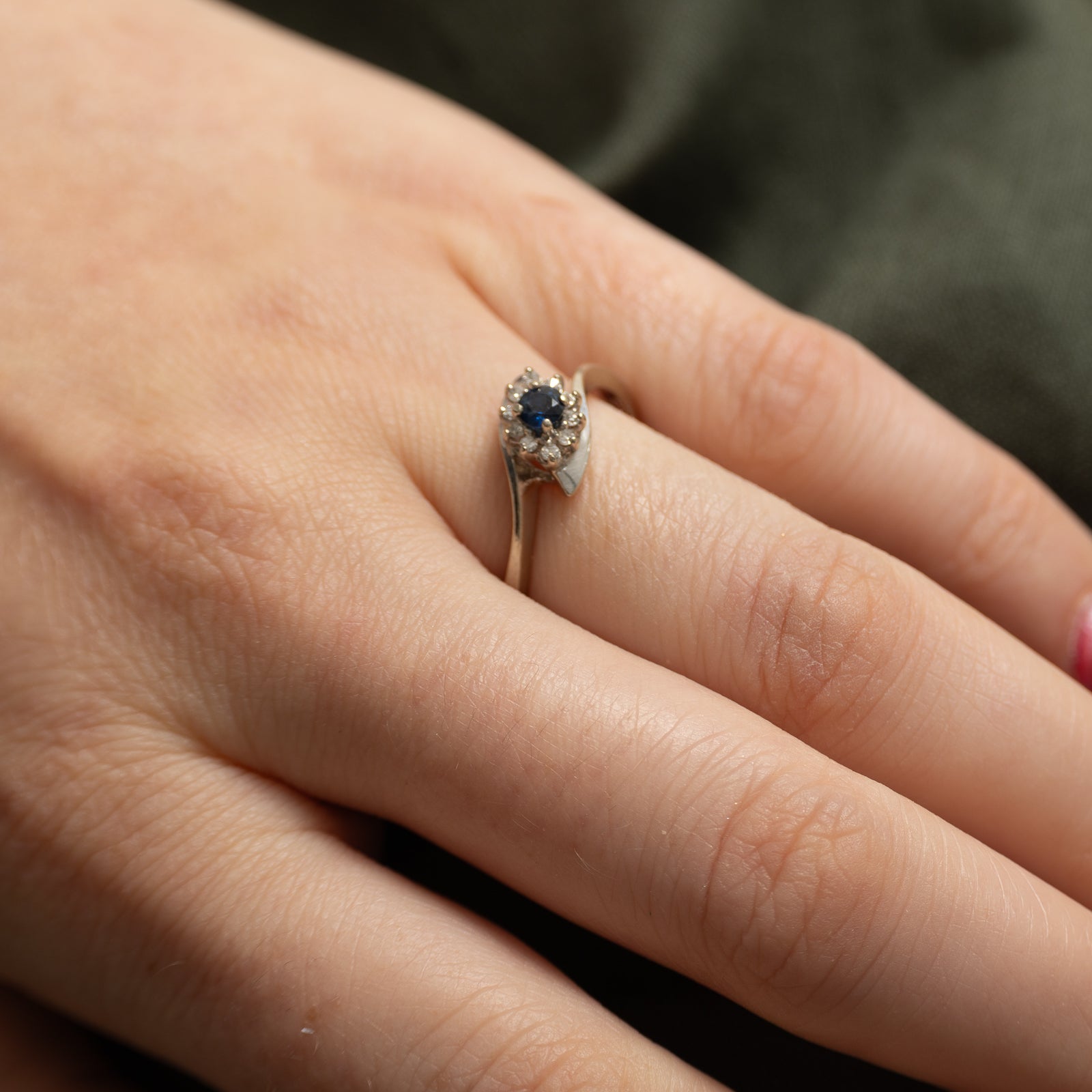 Sapphire & Diamond Bypass Ring | 0.18ct, 0.09ctw | SZ 7.75