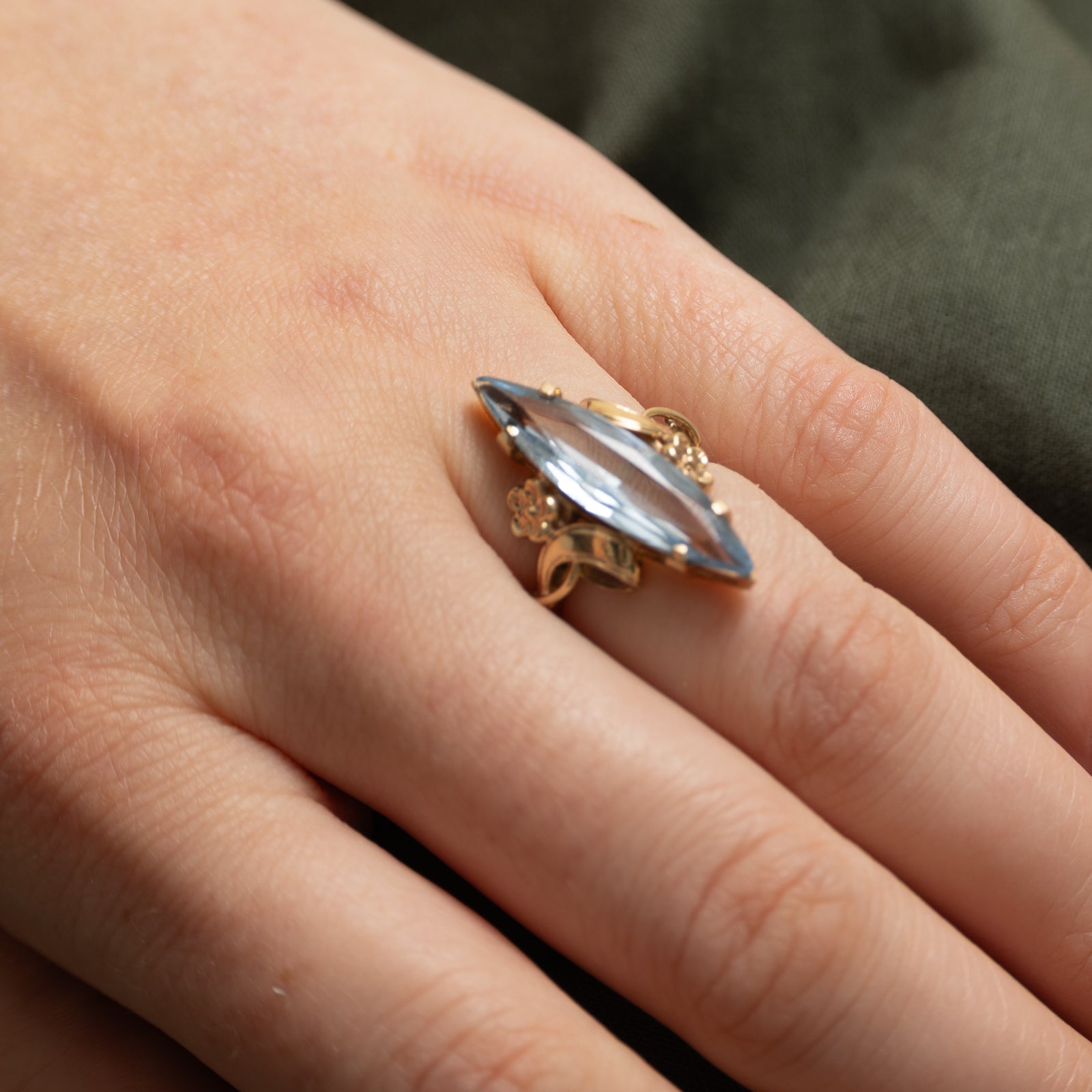 Synthetic Spinel Navette Ring | 3.50ct | SZ 4.25