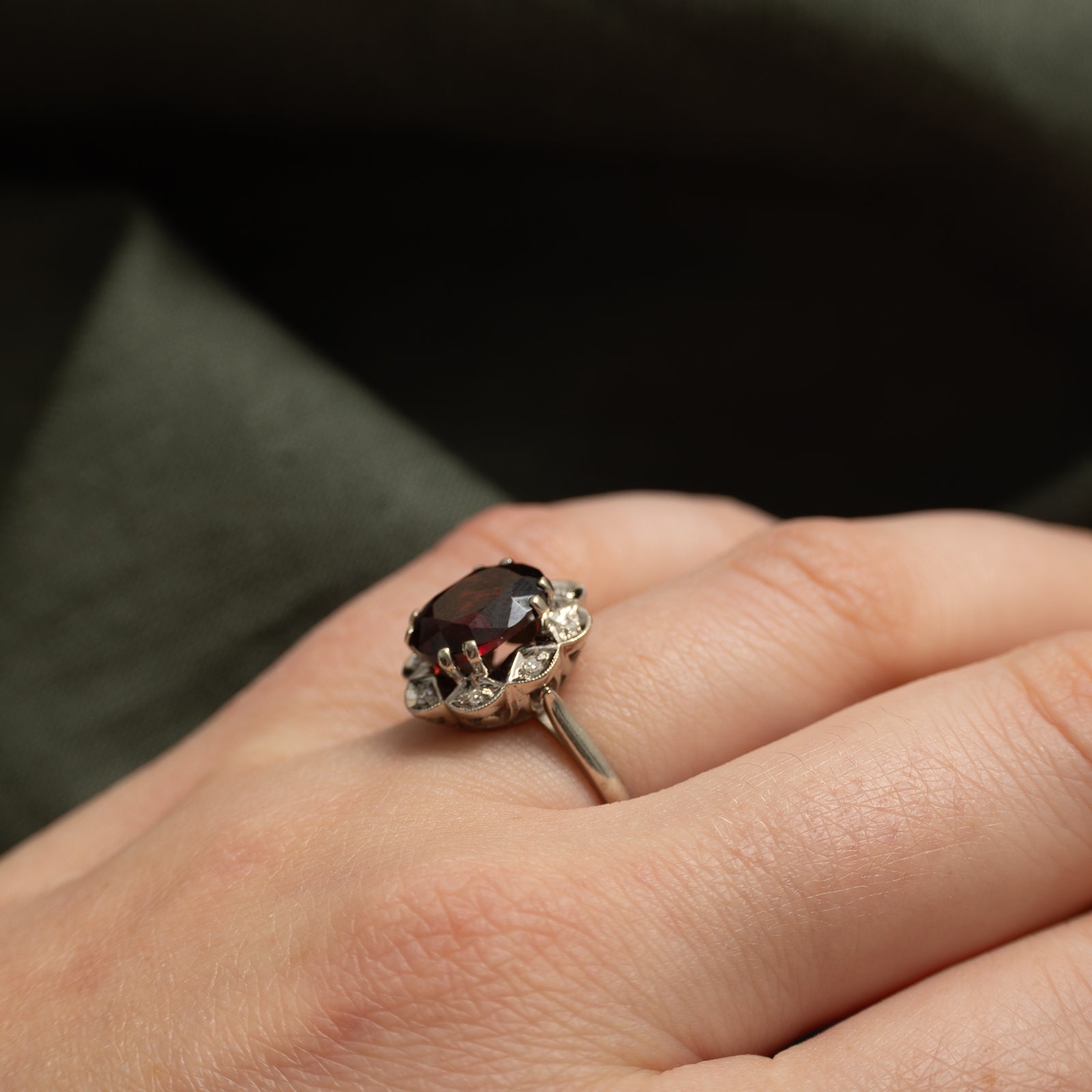'Birks' Garnet & Diamond Cocktail Ring | 3.14ct, 0.04ctw | SZ 6.25