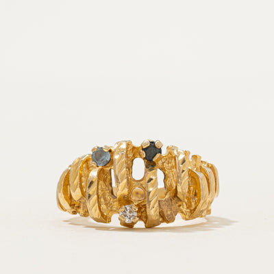 Scattered Multi Gemstone Textured Ring | 0.08ctw, 0.04ct | SZ 6.5